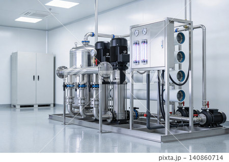 Advanced industrial water purification system with pumps and filtration units Advanced industrial water purification system with pumps and filtration units 140860714