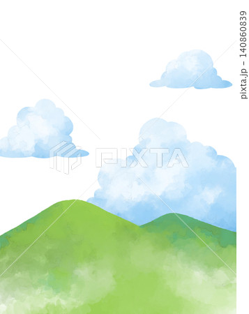 シンプルな雲と山のイラスト シンプルな雲と山のイラスト 140860839
