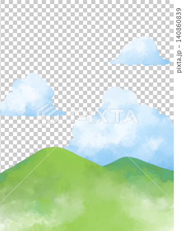 シンプルな雲と山のイラスト シンプルな雲と山のイラスト 140860839