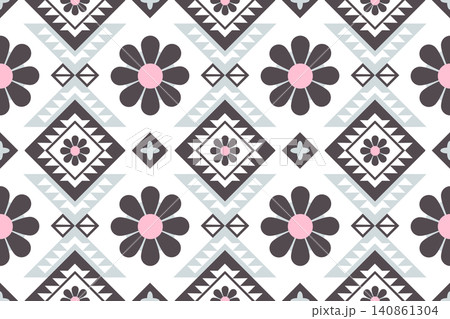 Seamless geometric with floral pattern. floral Indian pattern, Floral pattern design for background, wallpaper, clothing, textile, wrapping, print, home decor, cover, mosaic, dress 140861304
