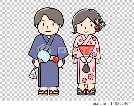 Men and women in yukata at a summer festival Men and women in yukata at a summer festival 140861464