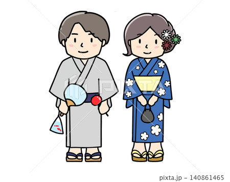 浴衣の男女 夏祭り 浴衣の男女 夏祭り 140861465