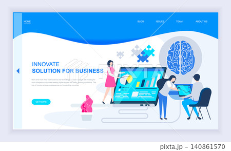 Modern flat design concept of Business Innovation with decorated small people character for website and mobile website development. UI and UX design. Landing page template. Vector illustration. Modern flat design concept of Business Innovation with decorated small people character for website and mobile website development. UI and UX design. Landing page template. Vector illustration. 140861570
