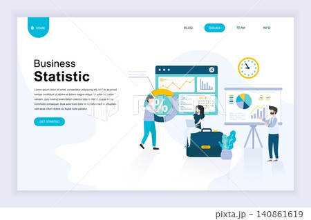 Modern flat design concept of Business Statistic for website and mobile website development. Landing page template. Consulting for company performance, analysis. Vector illustration. 140861619
