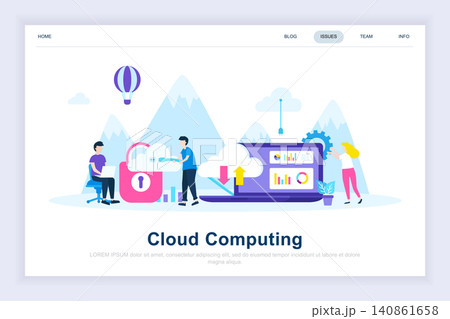 Cloud computing modern flat design concept. Business technology and people concept. Landing page template. Conceptual flat vector illustration for web page, website and mobile website. 140861658