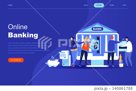 Modern flat design concept of Online Banking for website and mobile website development. Landing page template. Electronic bank payment or customer support. Vector illustration. Modern flat design concept of Online Banking for website and mobile website development. Landing page template. Electronic bank payment or customer support. Vector illustration. 140861788