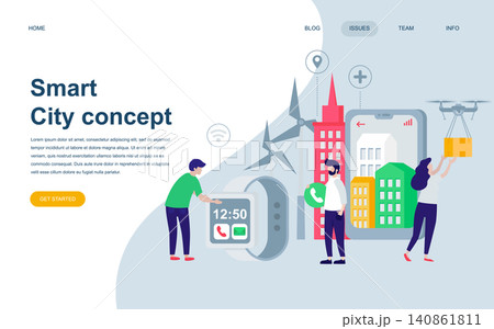 Modern flat web page design template of Smart City Technology decorated people character for website and mobile website development. Flat landing page template. Vector illustration. Modern flat web page design template of Smart City Technology decorated people character for website and mobile website development. Flat landing page template. Vector illustration. 140861811