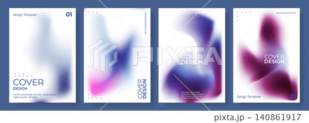 White, blue, purple and pink abstract modern poster or vertical background vector set. A4 resolution holographic gradient cover design for flyer, brochure, poster, book, or annual report presentation 140861917