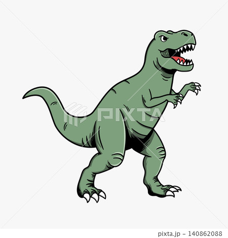 hand drawn green tyrannosaurus rex illustration design hand drawn green tyrannosaurus rex illustration design 140862088