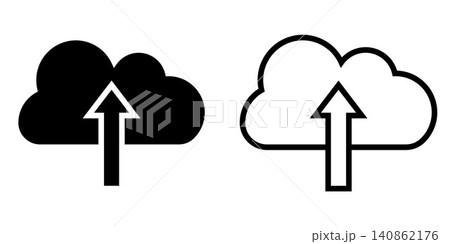 Cloud upload arrow icons set with solid and outline style 140862176
