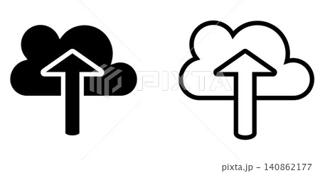 Cloud upload arrow icons set with solid and outline style Cloud upload arrow icons set with solid and outline style 140862177