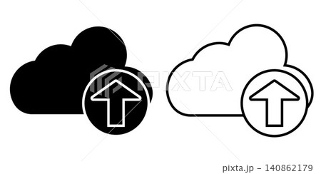 Cloud upload arrow icons set with solid and outline style Cloud upload arrow icons set with solid and outline style 140862179