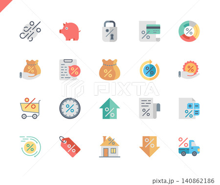 Simple Set Loan Flat Icons for Website and Mobile Apps. Contains such Icons as Investment, Finance, Document, Credit, Shopping. 48x48 Pixel Perfect. Vector illustration. 140862186