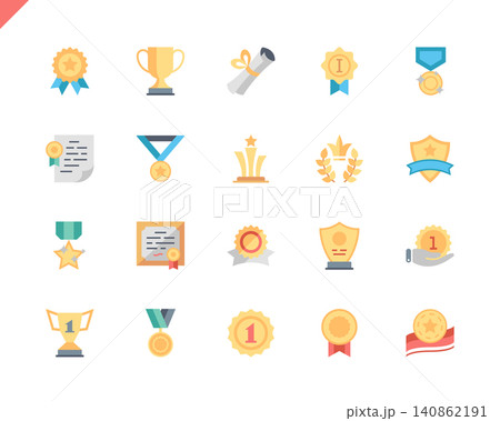 Simple Set Awards Flat Icons for Website and Mobile Apps. Contains such Icons as Ribbon, Medal, Certificate, Star, Prize. 48x48 Pixel Perfect. Vector illustration. Simple Set Awards Flat Icons for Website and Mobile Apps. Contains such Icons as Ribbon, Medal, Certificate, Star, Prize. 48x48 Pixel Perfect. Vector illustration. 140862191