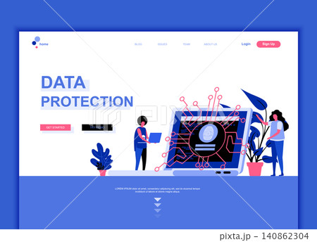 Modern flat web page design template concept of Data Protection decorated people character for website and mobile website development. Flat landing page template. Vector illustration. 140862304