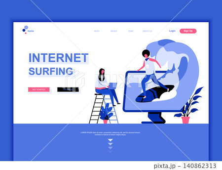 Modern flat web page design template concept of Internet Surfing decorated people character for website and mobile website development. Flat landing page template. Vector illustration. 140862313