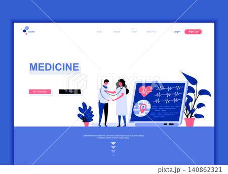 Modern flat web page design template concept of Medicine and Healthcare decorated people character for website and mobile website development. Flat landing page template. Vector illustration. 140862321