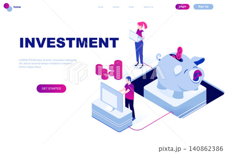 Modern flat design isometric concept of Business Investment decorated people character for website and mobile website development. Isometric landing page template. Vector illustration. Modern flat design isometric concept of Business Investment decorated people character for website and mobile website development. Isometric landing page template. Vector illustration. 140862386