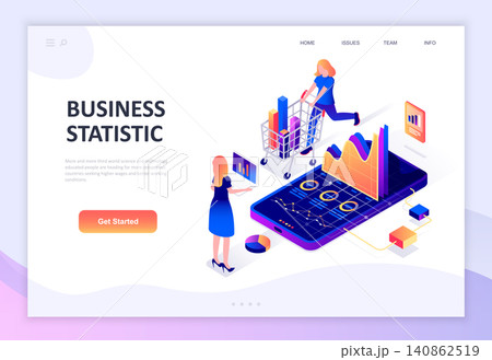 Modern flat design isometric concept of Business Statistic decorated people character for website and mobile website development. Isometric landing page template. Vector illustration. Modern flat design isometric concept of Business Statistic decorated people character for website and mobile website development. Isometric landing page template. Vector illustration. 140862519