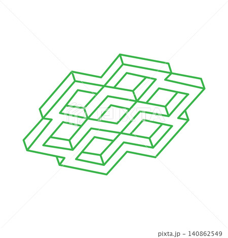 Impossible shapes. Optical illusion. Abstract eternal geometric objects. Impossible endless outline. Logo. Impossible geometry symbol on a white background. Optical art. Impossible shapes. Optical illusion. Abstract eternal geometric objects. Impossible endless outline. Logo. Impossible geometry symbol on a white background. Optical art. 140862549