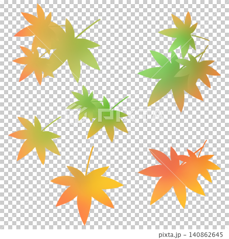 美麗的漸層秋葉插畫素材 / 紅、橘、黃、綠 美麗的漸層秋葉插畫素材 / 紅、橘、黃、綠 140862645