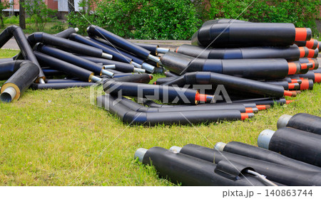Thermal insulation tube elements are ready for municipal district utility energy network replacement 140863744