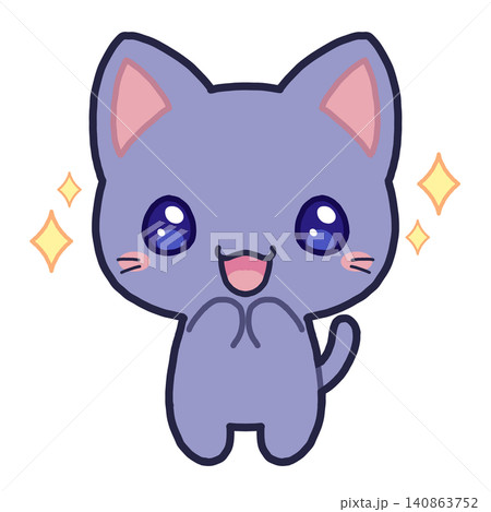 キラキラ笑顔の猫のイラスト(背景なし) キラキラ笑顔の猫のイラスト(背景なし) 140863752