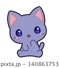 不思議そうな顔の猫のイラスト（背景なし） 140863753