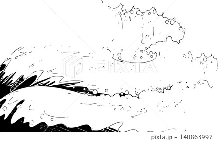 Vector monochrome ocean wave sketch hand drawn illustration Vector monochrome ocean wave sketch hand drawn illustration 140863997