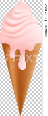 Vector pink strawberry ice cream cone isolated on white background Vector pink strawberry ice cream cone isolated on white background 140864002