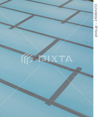 Preparing base for swimming pool installation using XPS insulation 140864153