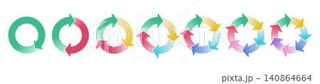 Circular gradient diagram with arrows showing continuous cycle flow. Modern infographic chart for business process visualization and data presentation needs. Circular gradient diagram with arrows showing continuous cycle flow. Modern infographic chart for business process visualization and data presentation needs. 140864664