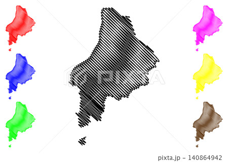 Caue District (Democratic Republic of Sao Tome and Principe, Saint Thomas and Prince) map vector illustration, scribble sketch Caue map 140864942