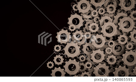 Industrial Metal Gears In Endless Mechanical Motion 3d render. Industrial Metal Gears In Endless Mechanical Motion 3d render. 140865593