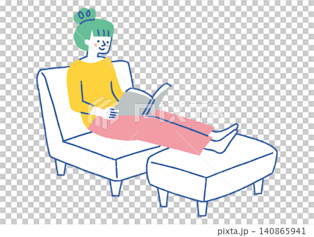 家でゆったり過ごす読書中の女性_色 140865941