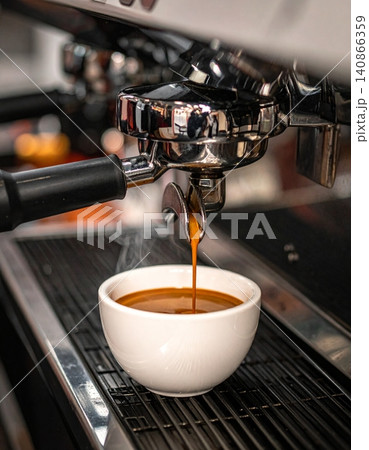 professional espresso machine brewing coffee 140866359