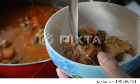 rice vermicelli with northern thai curry sauce rice vermicelli with northern thai curry sauce 140866451