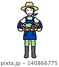 イラスト素材: 収穫した野菜のカゴを持つ笑顔の若い女性農家の全身イラスト 140866775