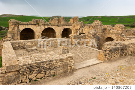 Baths of Antoninus. Antoniniani thermae. Archaeological ruins. Archeological Site of Dougga. Tunisia 140867205