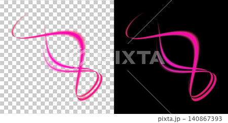 A pink, glowing, looping light trail effect on a transparent background. A pink, glowing, looping light trail effect on a transparent background. 140867393