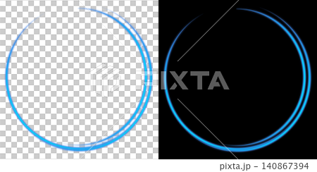 Blue glowing neon ring effect on a transparent background Blue glowing neon ring effect on a transparent background 140867394