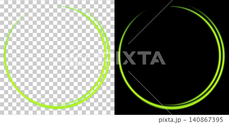 Green glowing neon ring effect on a transparent background Green glowing neon ring effect on a transparent background 140867395