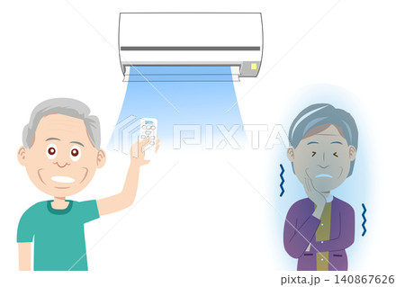 エアコンで室温調整する高齢者のイラスト 熱中症対策 エアコンで室温調整する高齢者のイラスト 熱中症対策 140867626