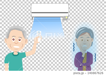 エアコンで室温調整する高齢者のイラスト 熱中症対策 エアコンで室温調整する高齢者のイラスト 熱中症対策 140867626