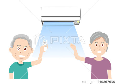 エアコンで室温調整する高齢者のイラスト 熱中症対策 エアコンで室温調整する高齢者のイラスト 熱中症対策 140867630