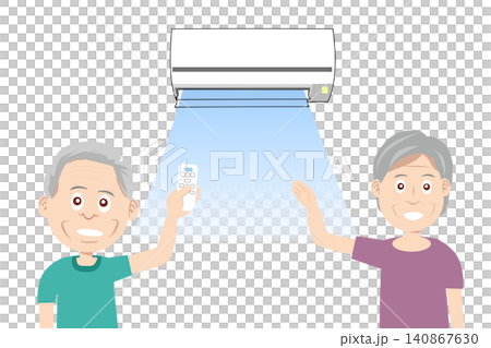 エアコンで室温調整する高齢者のイラスト 熱中症対策 エアコンで室温調整する高齢者のイラスト 熱中症対策 140867630