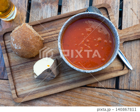 Traditional dish of Dutch cuisine is Tomato soup Traditional dish of Dutch cuisine is Tomato soup 140867811