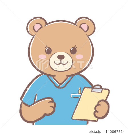 カルテをもったクマの看護師 カルテをもったクマの看護師 140867824