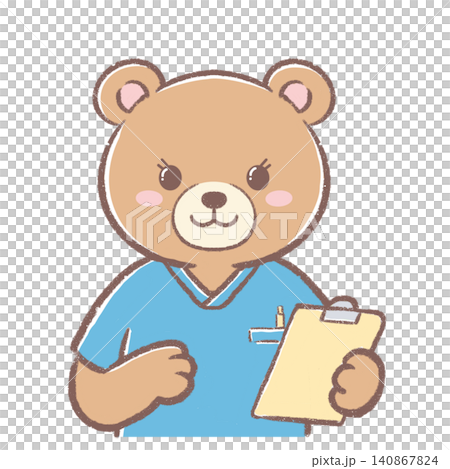 カルテをもったクマの看護師 カルテをもったクマの看護師 140867824