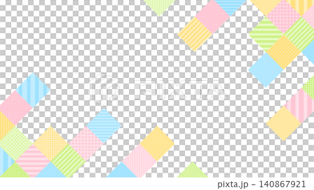 Diagonal frame of square blocks with colorful dots and stripes 140867921
